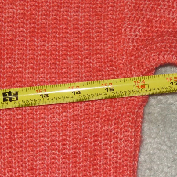 Candace Cameron Bure Sz XXXS Coral Orange Step Hem Long Sleeve Turtleneck Cowl - Picture 9 of 14